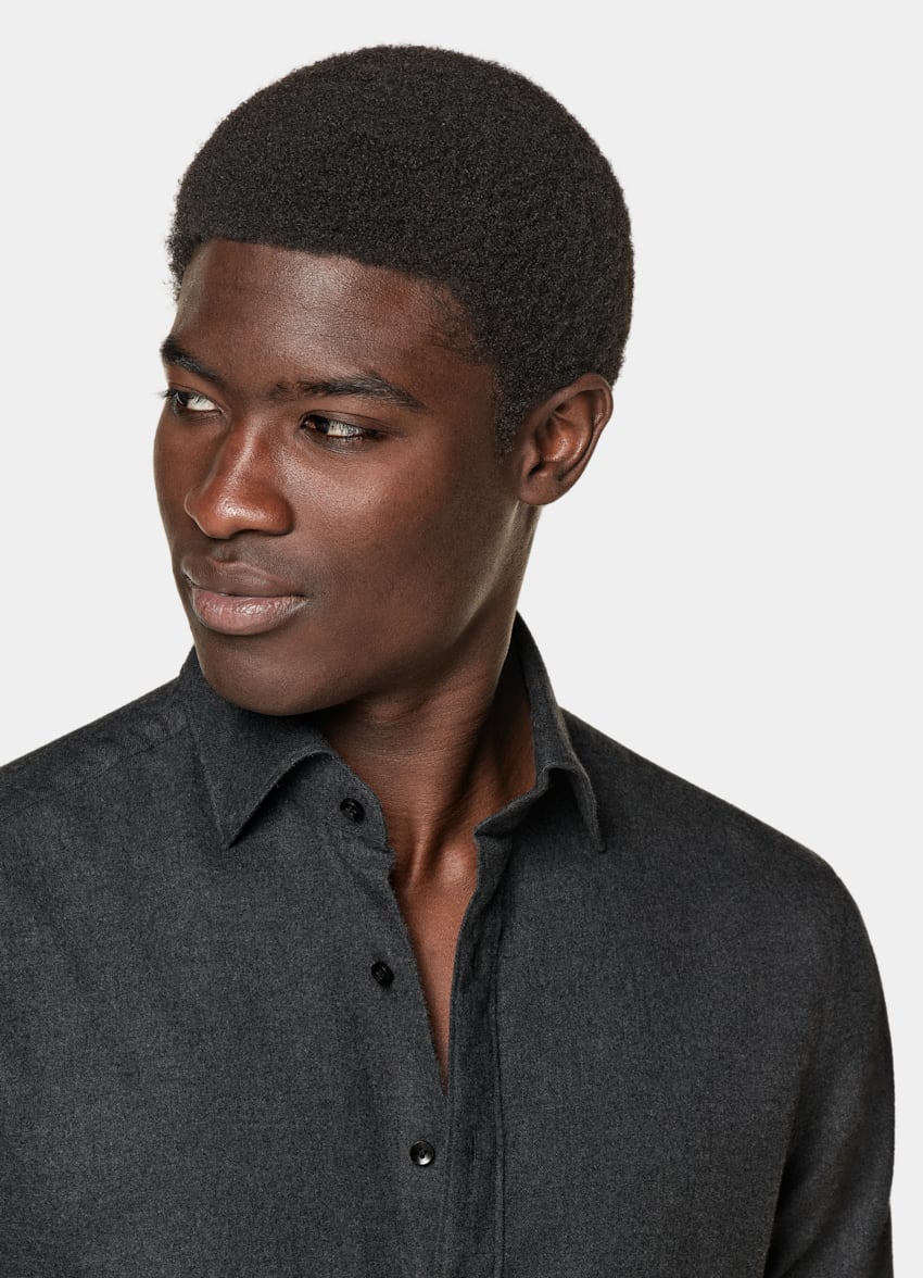 Dark Grey Tailored Fit Shirt