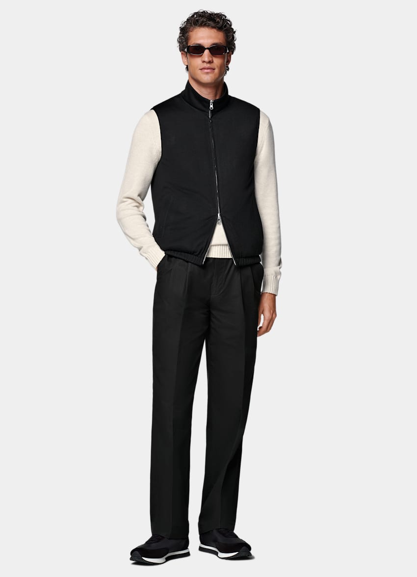 Black Reversible Light Padded Zip Vest