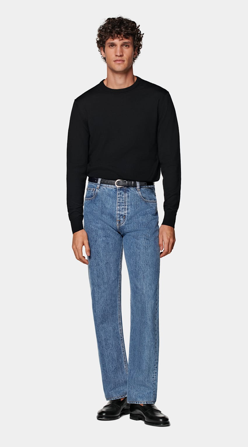 Black Merino Crewneck