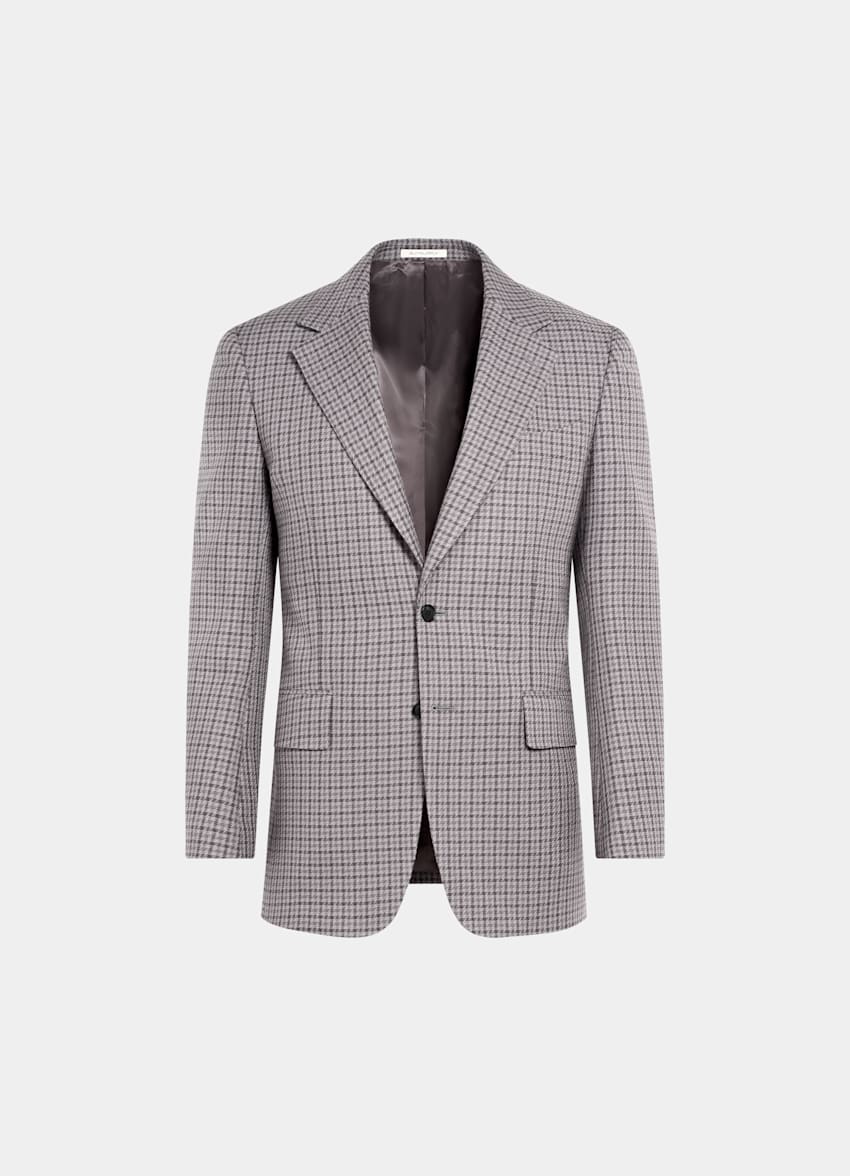 Taupe Checked Tailored Fit Milano Blazer