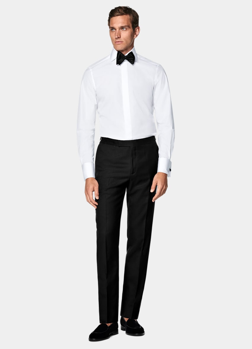 White Twill Tailored Fit Tuxedo Shirt