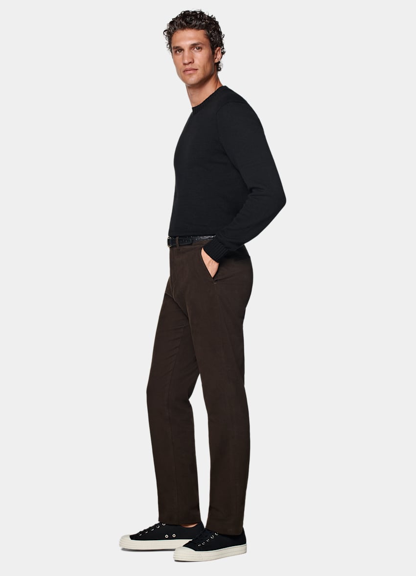 Dark Brown Slim Leg Straight Chinos