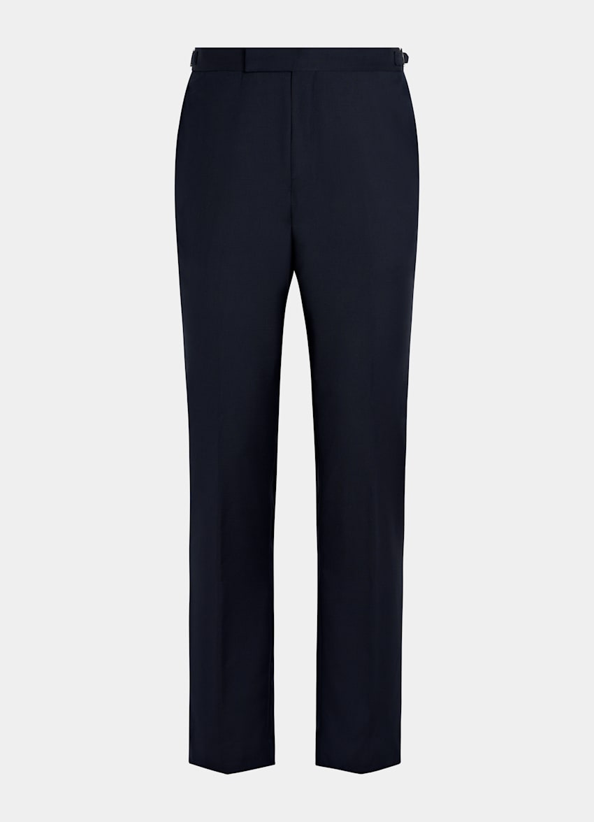 Navy Slim Leg Straight Tuxedo Pants