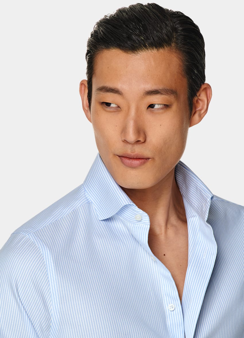 Light Blue Striped Oxford Extra Slim Fit Shirt