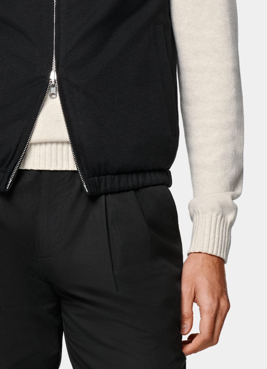 Black Reversible Light Padded Zip Vest