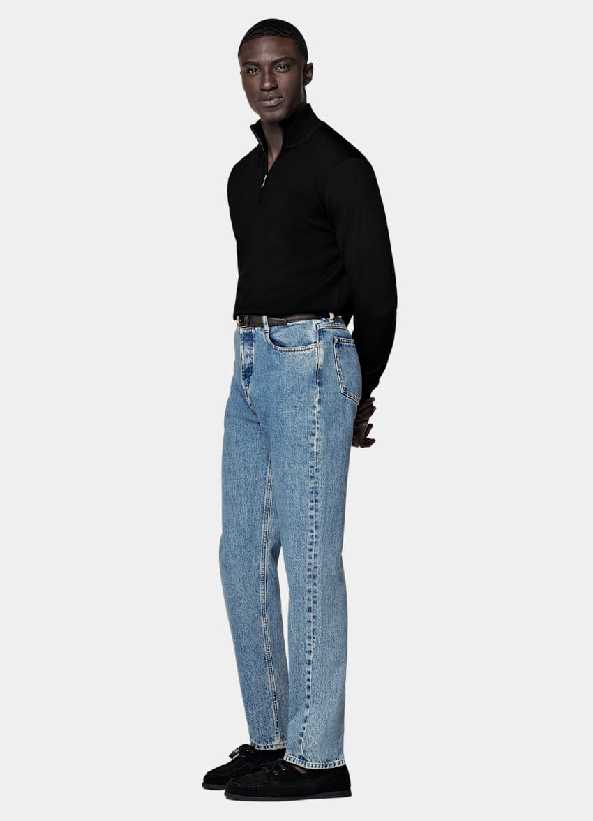 Black Merino Half Zip