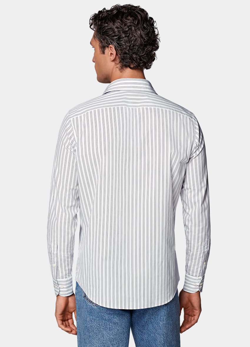 Navy Striped Slim Fit Shirt