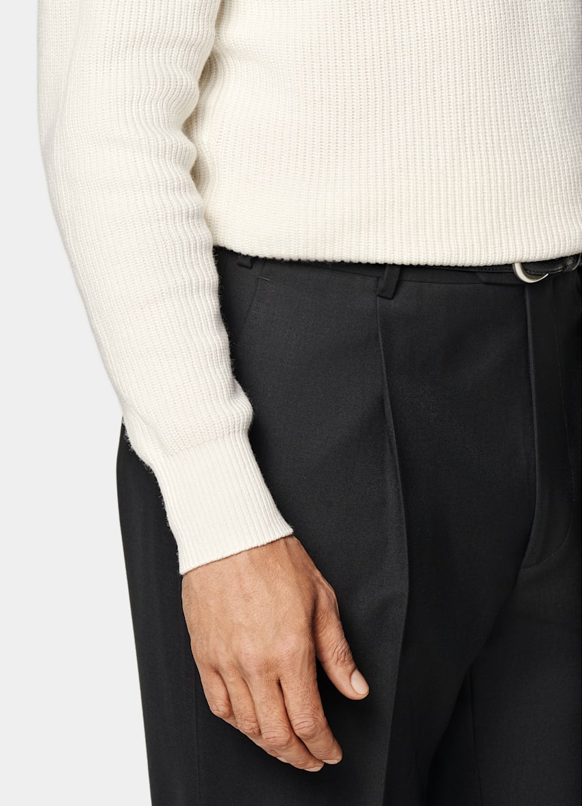 Off-White Ribbed Half Zip