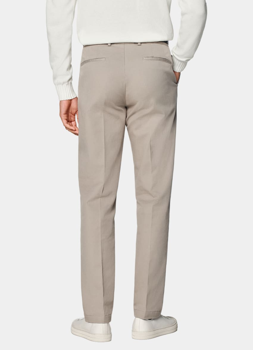 Taupe Slim Leg Straight Chinos