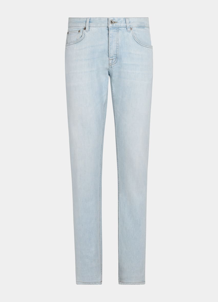 Light Blue Slim Leg Tapered Jeans