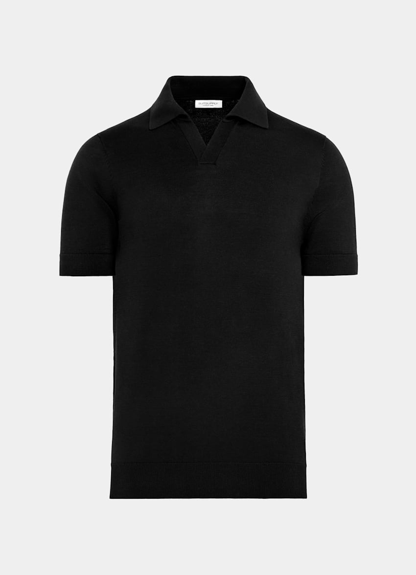 Black Buttonless Polo