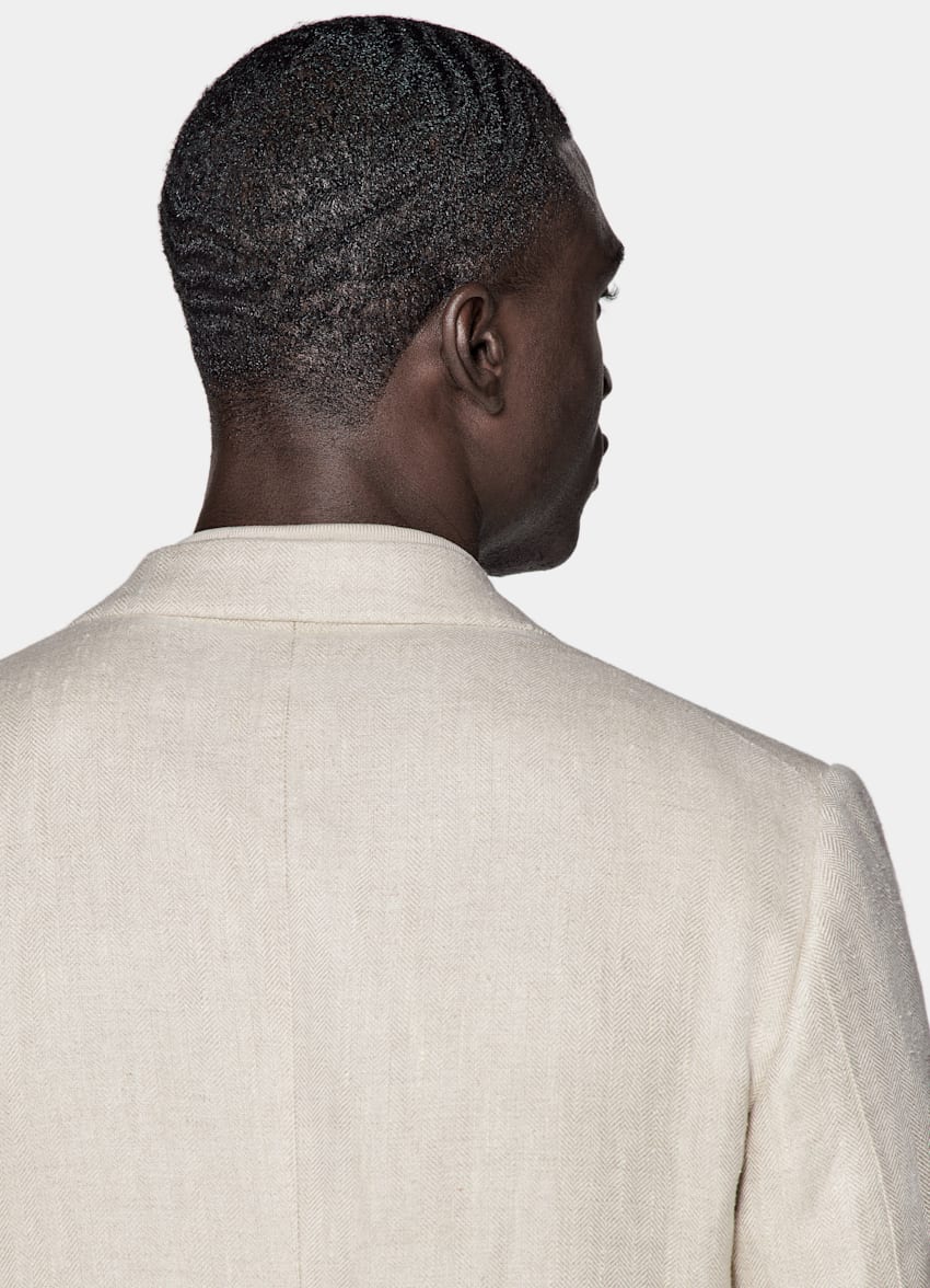 Light Taupe Herringbone Tailored Fit Milano Blazer