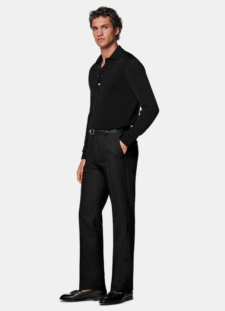 Black Straight Leg Suit Trousers