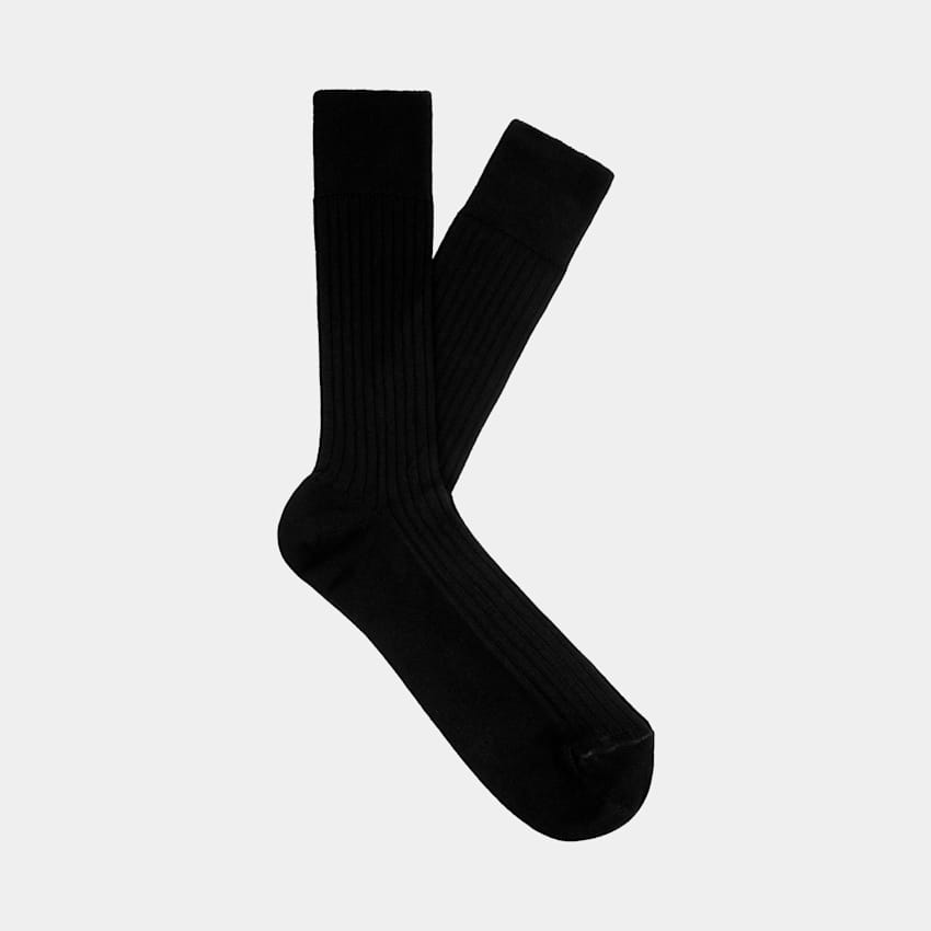 Black Ribbed Regular Socks