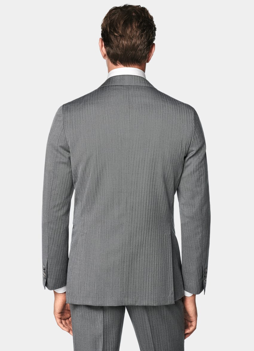 Mid Grey Herringbone Perennial Tailored Fit Havana Suit
