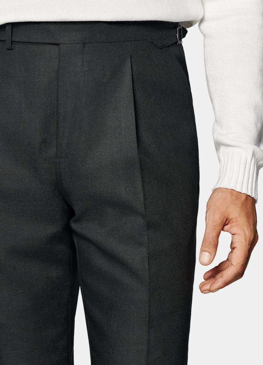 Dark Green Slim Leg Tapered Pants