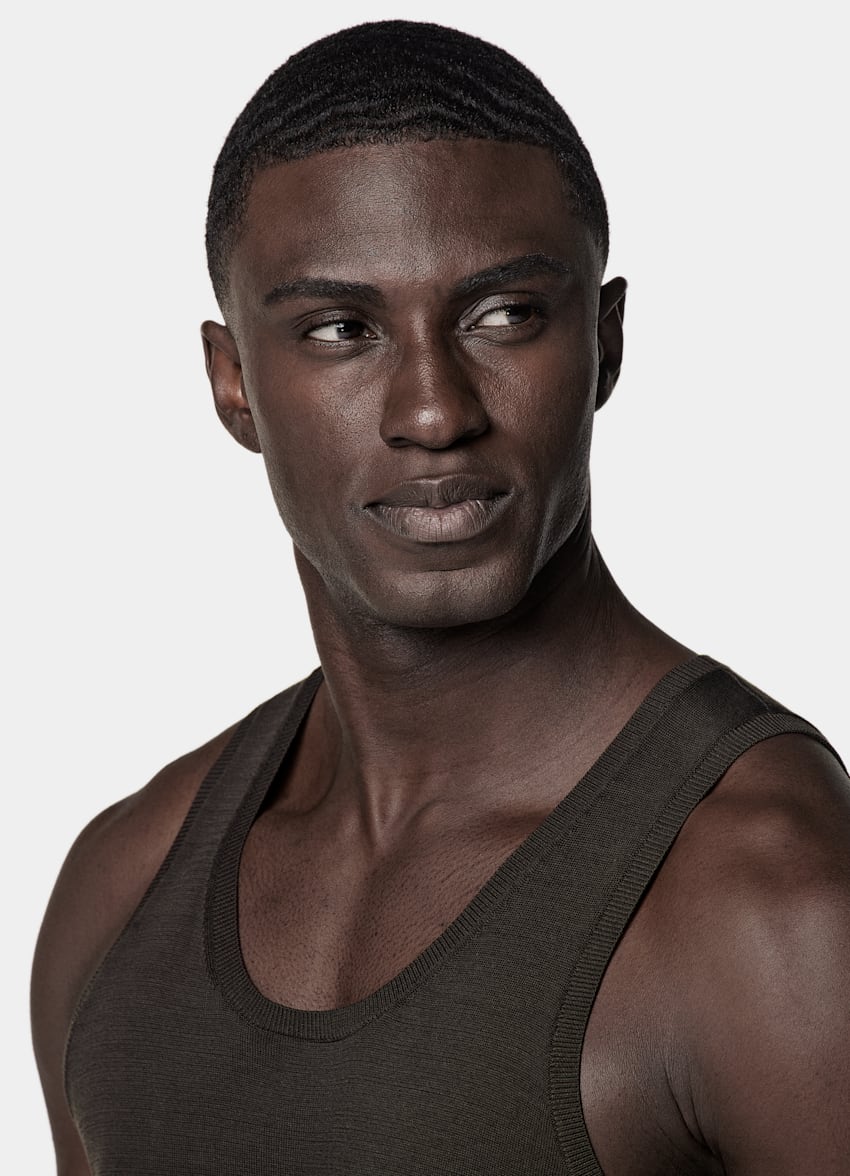 Dark Brown Knitted Tank Top