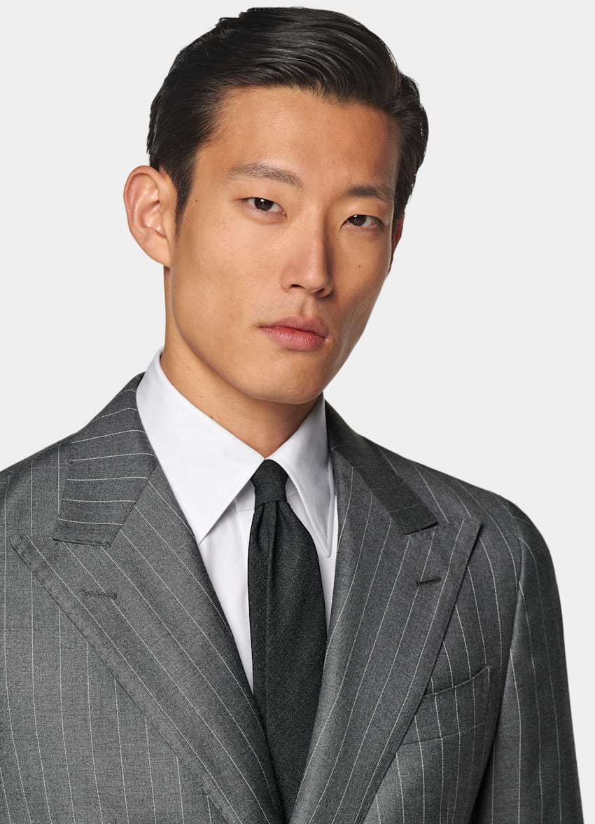 Mid Grey Striped Custom Made Suit