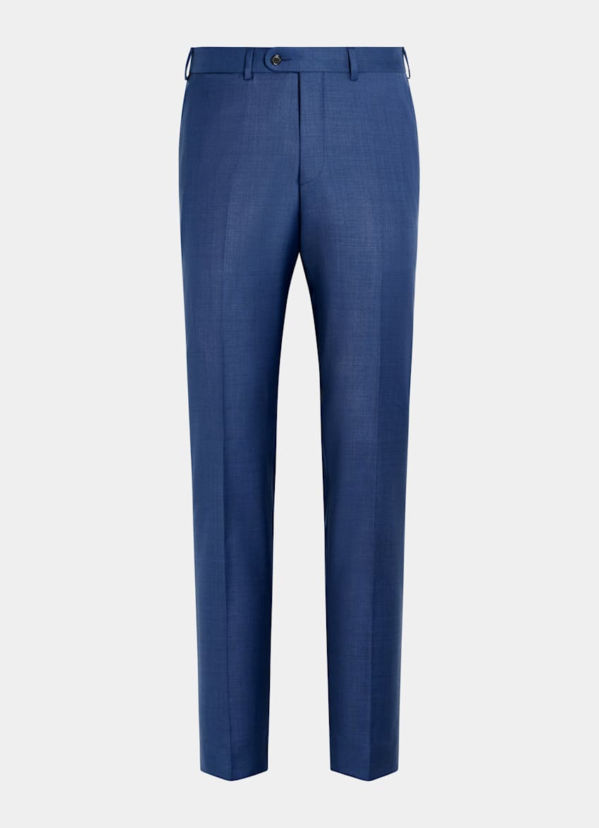 Mid Blue Slim Leg Straight Suit Pants