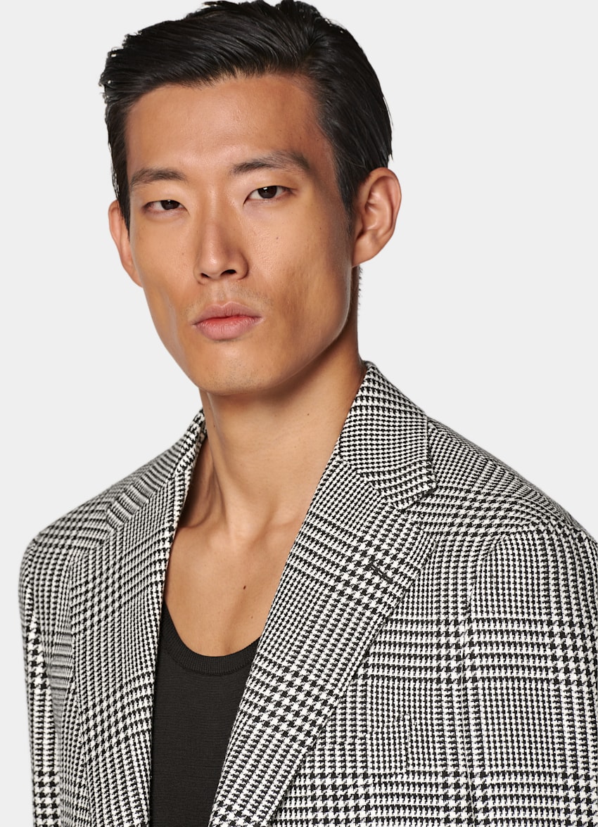 Black Checked Relaxed Fit Roma Blazer