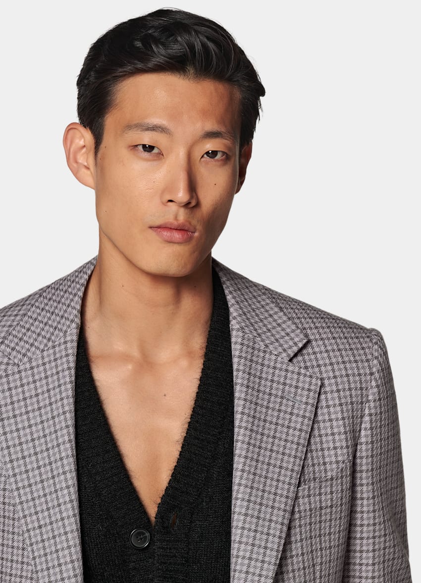 Taupe Checked Tailored Fit Milano Blazer
