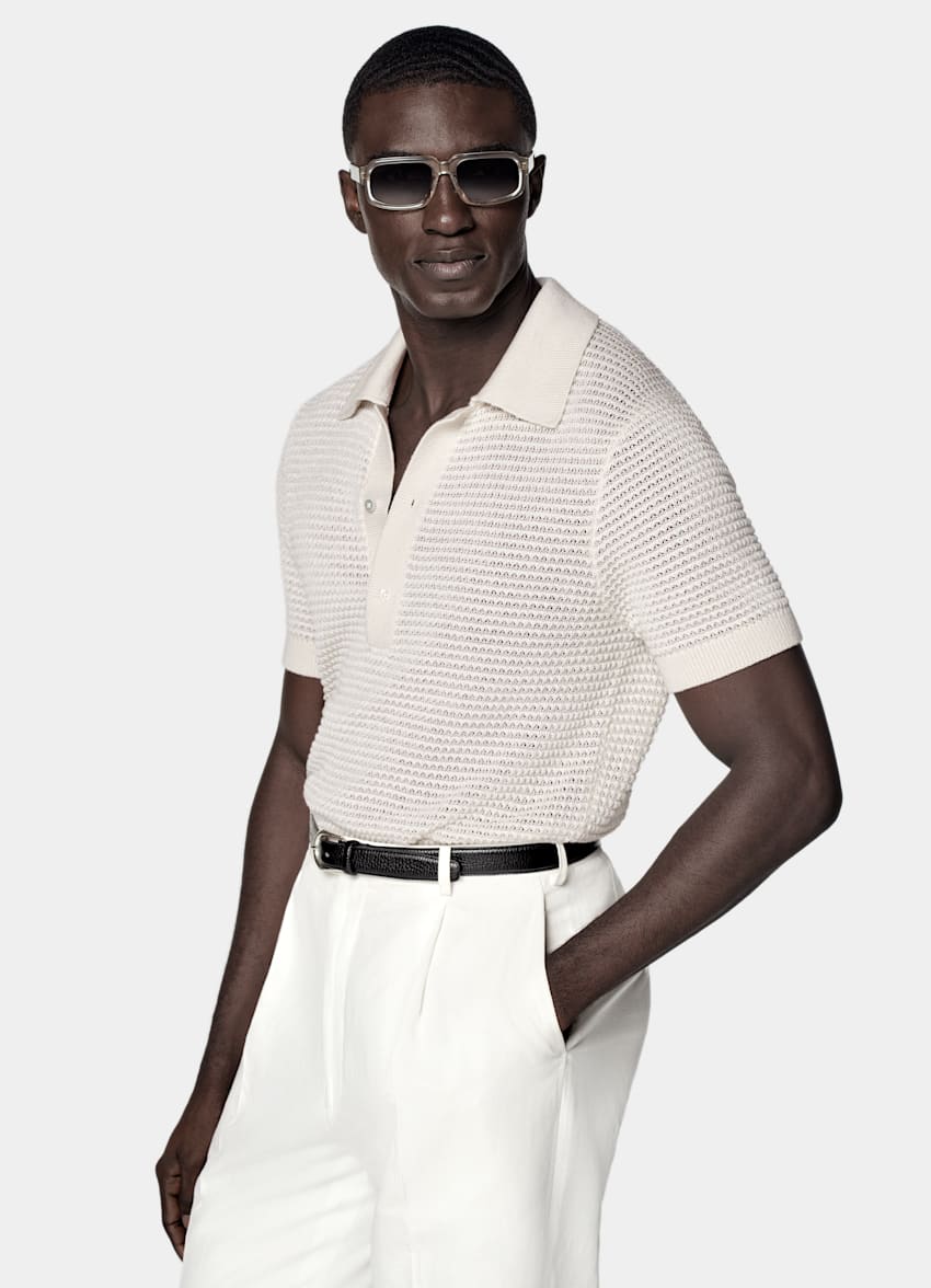 Light Grey Crochet Polo