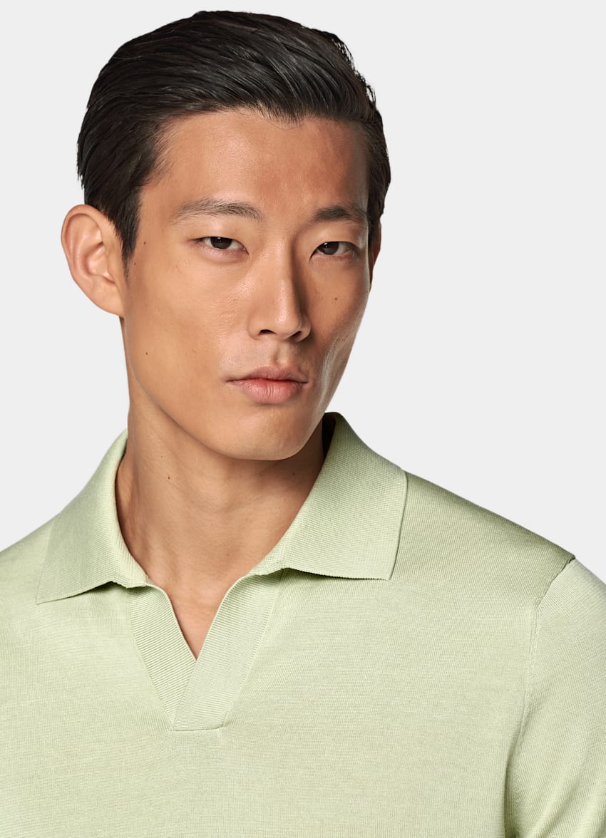 Light Green Buttonless Polo