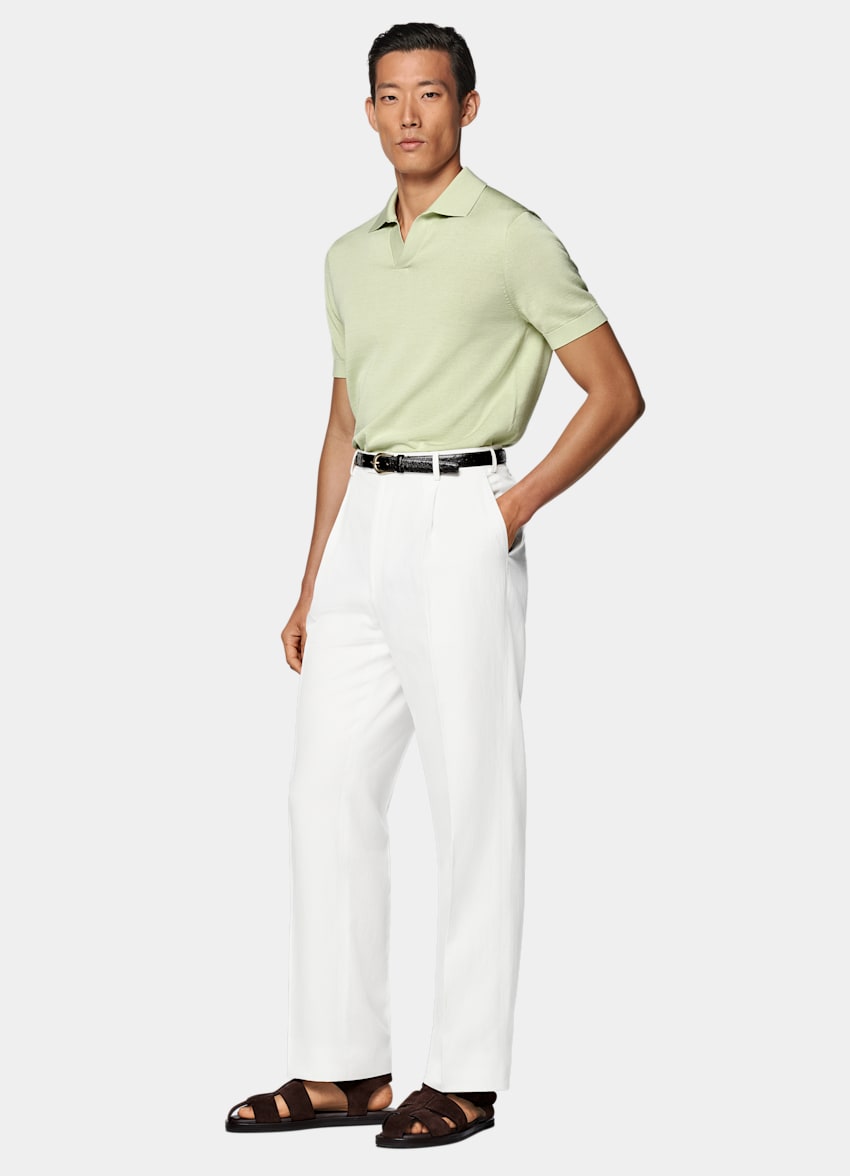Light Green Buttonless Polo