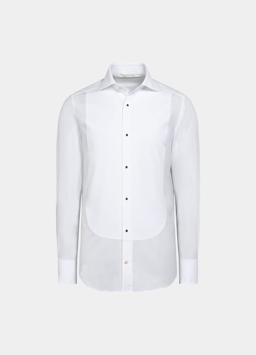 White Twill Tailored Fit Tuxedo Shirt