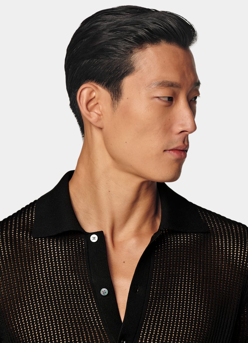 Black Crochet Polo