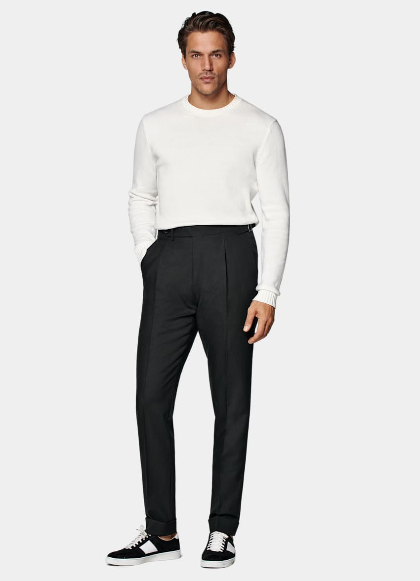 Dark Green Slim Leg Tapered Pants