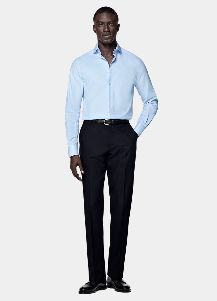 Light Blue Twill Tailored Fit Shirt
