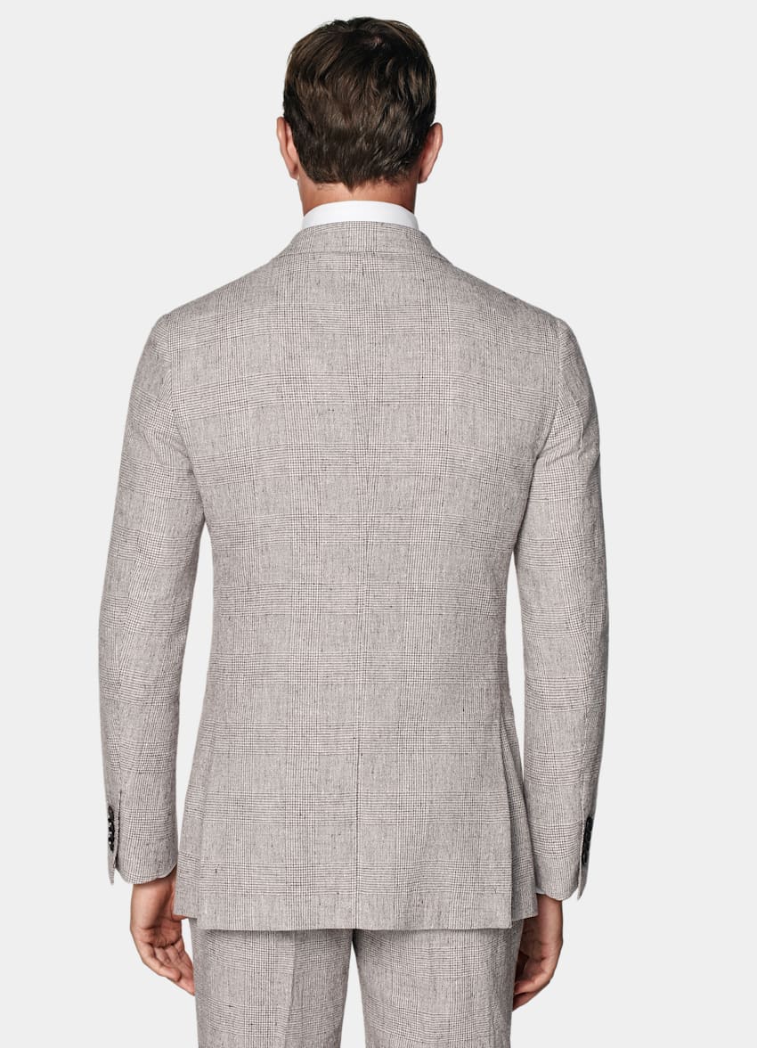 Light Taupe Checked Tailored Fit Havana Suit