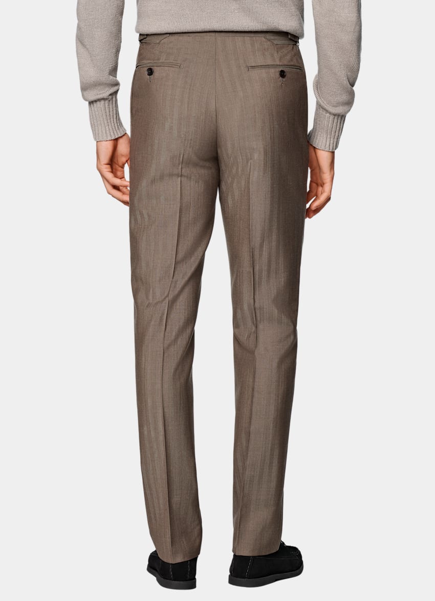 Taupe Herringbone Perennial Tailored Fit Havana Suit