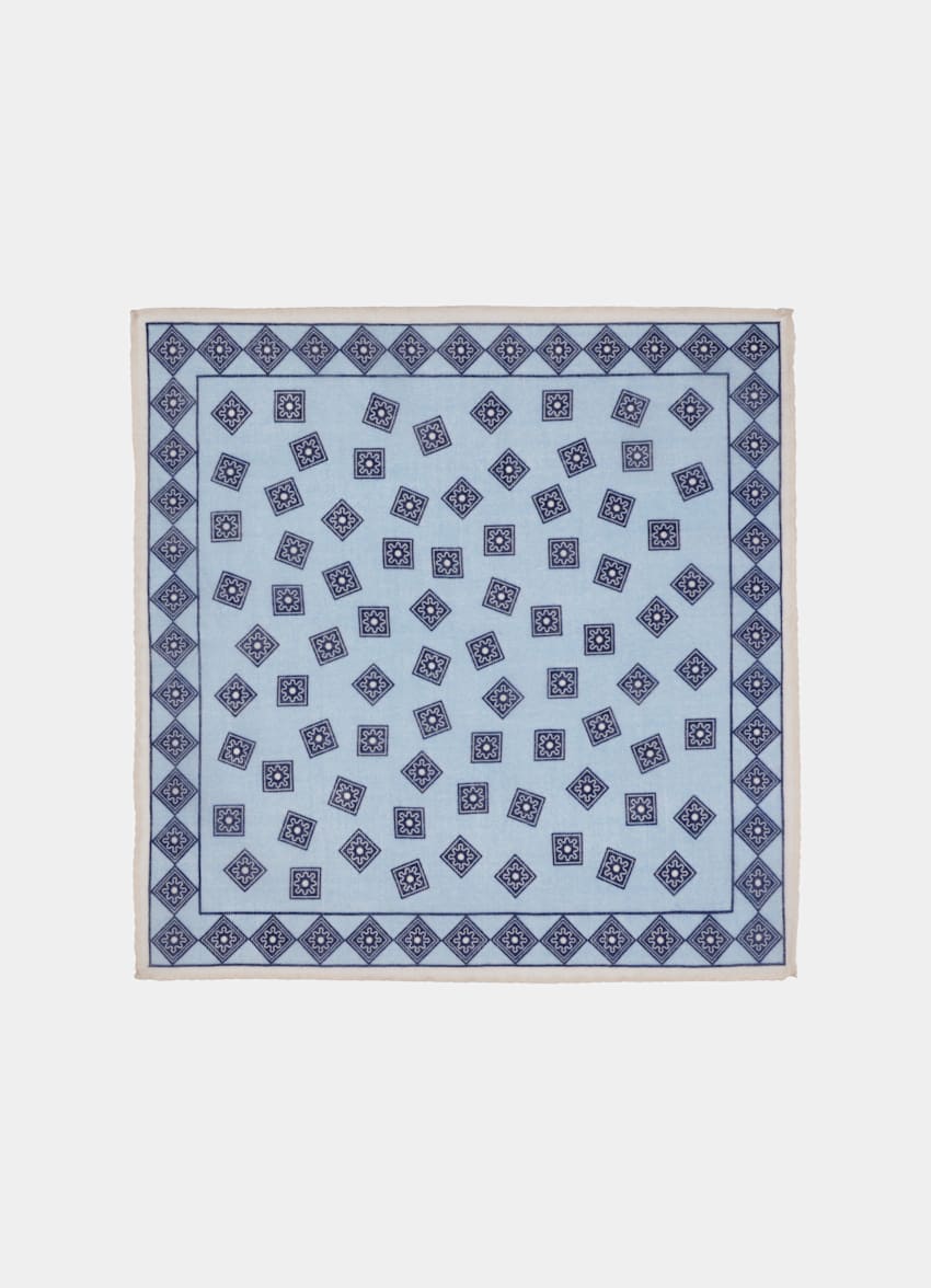 Light Blue Graphic Pocket Square