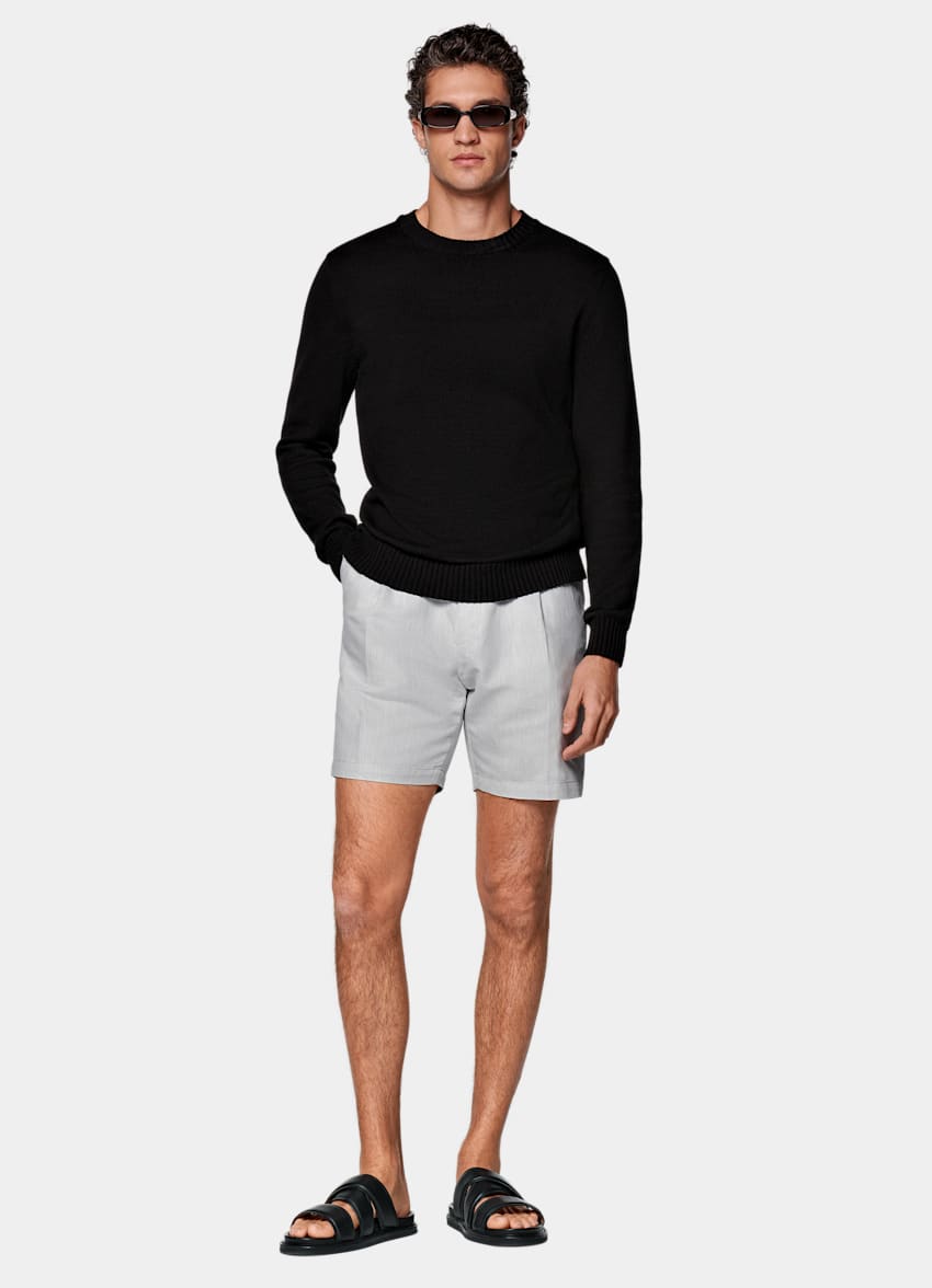 Light Grey Straight Leg Shorts