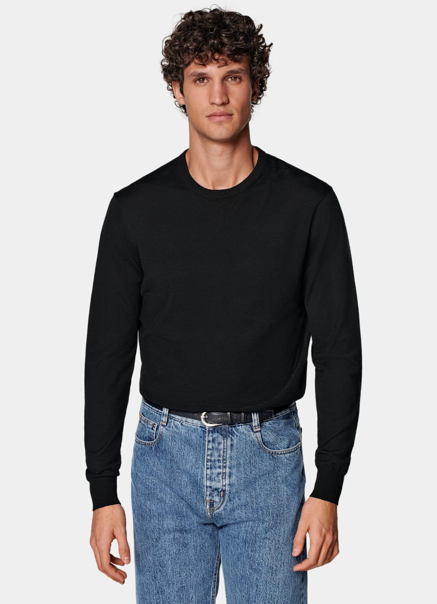 Black Merino Crewneck