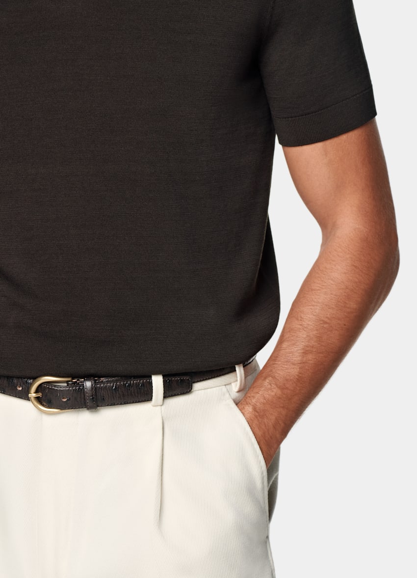 Dark Brown Buttonless Polo