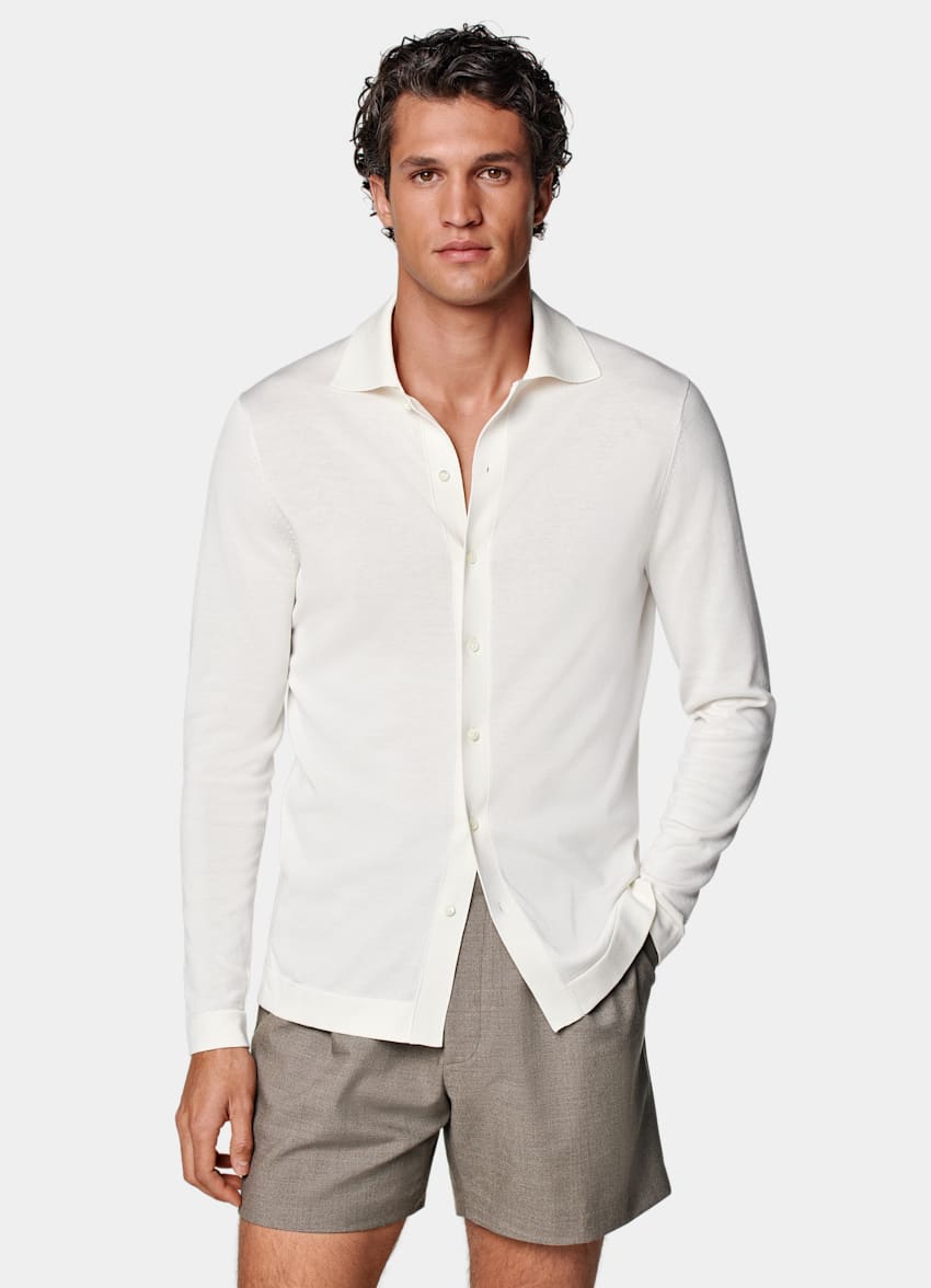 Off-White Long Sleeve Polo Cardigan