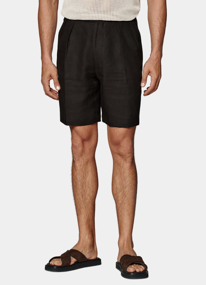 Dark Brown Straight Leg Shorts