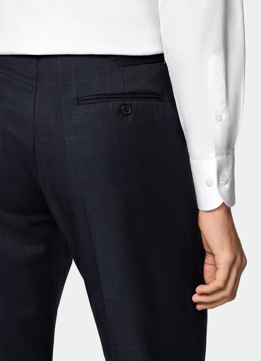 Navy Checked Tailored Fit Havana Suit