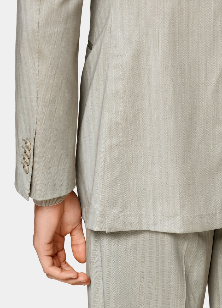 Sand Herringbone Perennial Tailored Fit Havana Suit