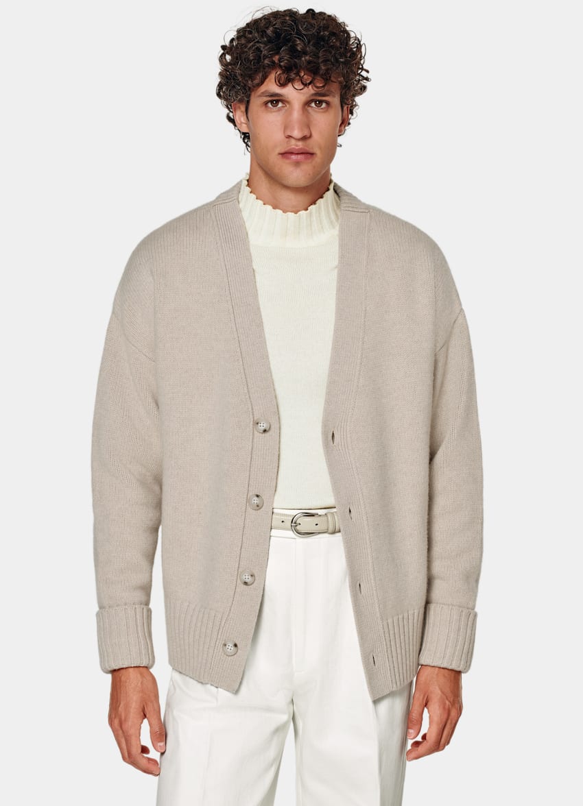 Sand Merino Oversized Cardigan