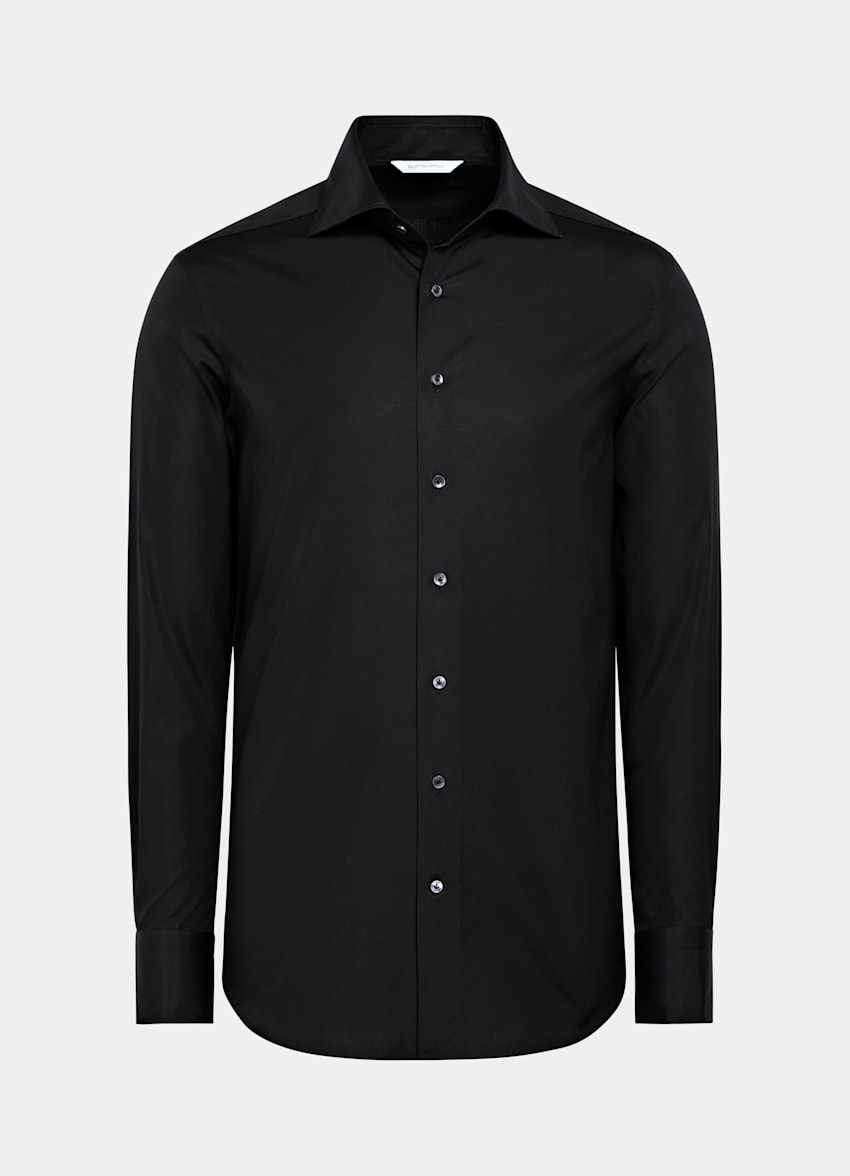 Black Poplin Tailored Fit Shirt