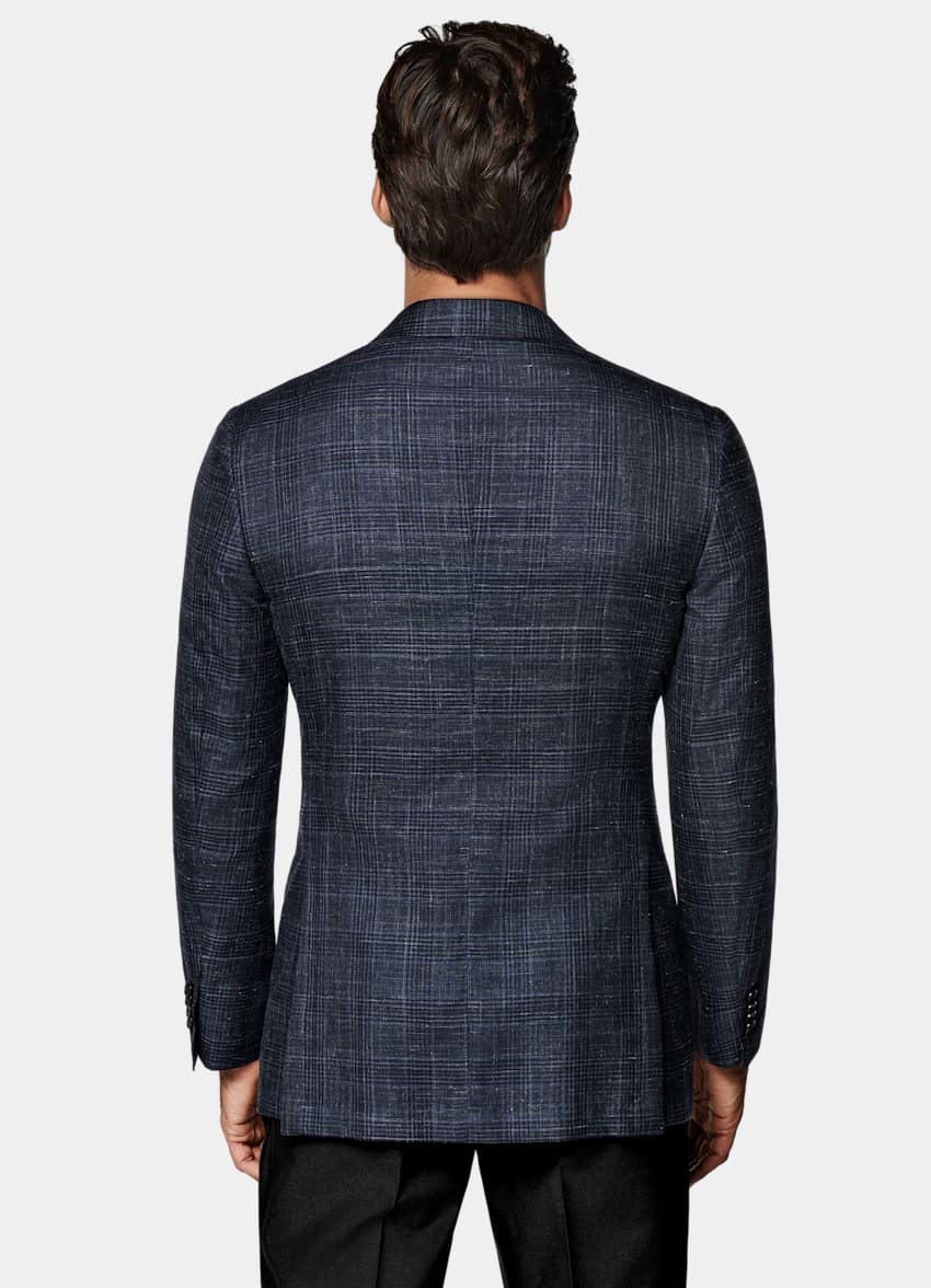 Navy Checked Tailored Fit Havana Blazer