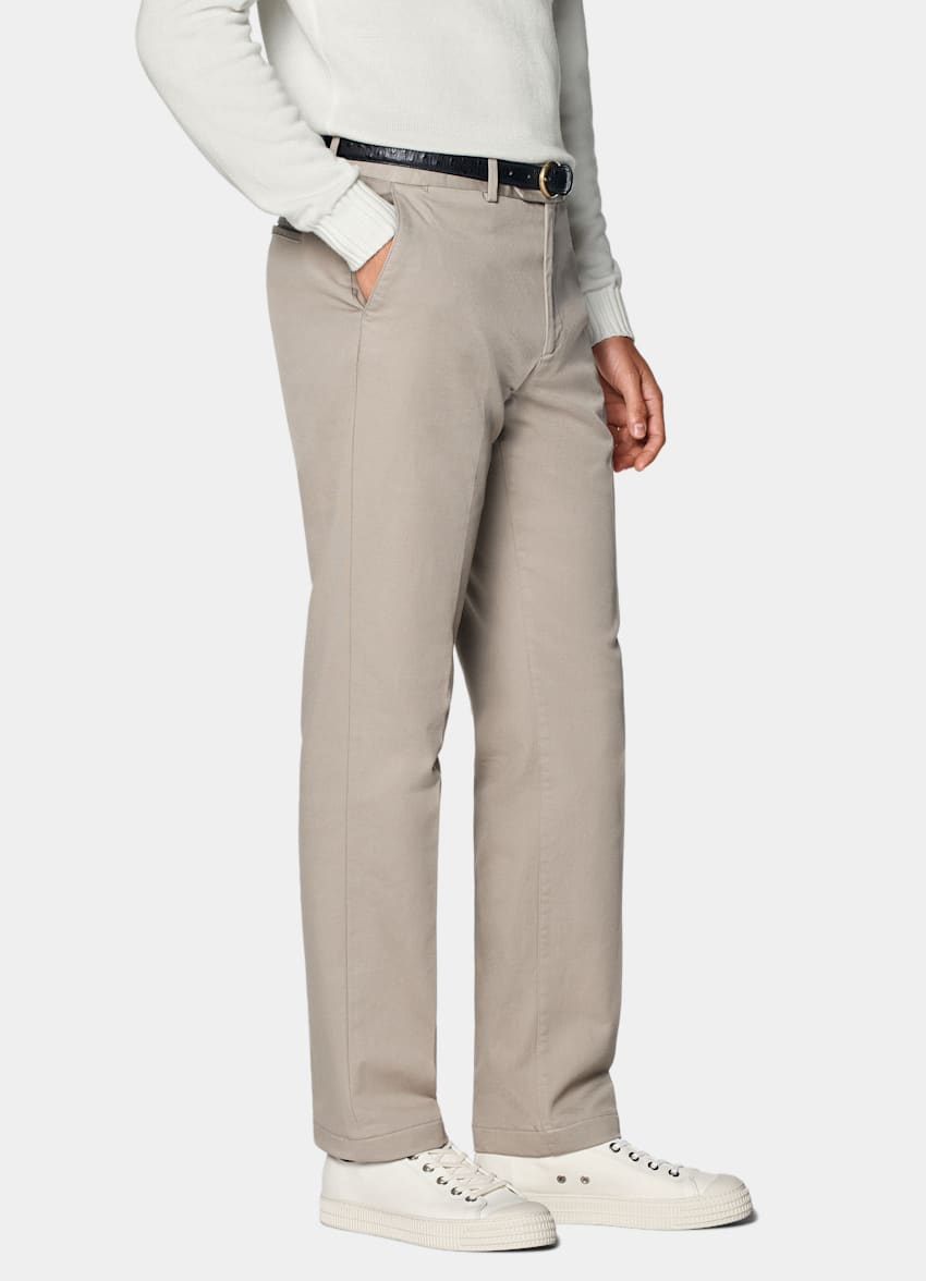 Taupe Slim Leg Straight Chinos