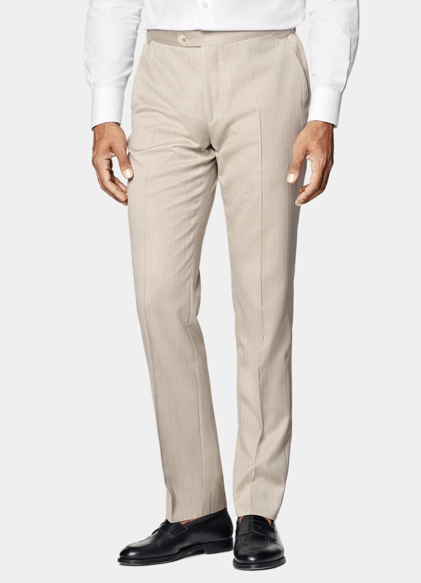 Sand Herringbone Perennial Tailored Fit Havana Suit