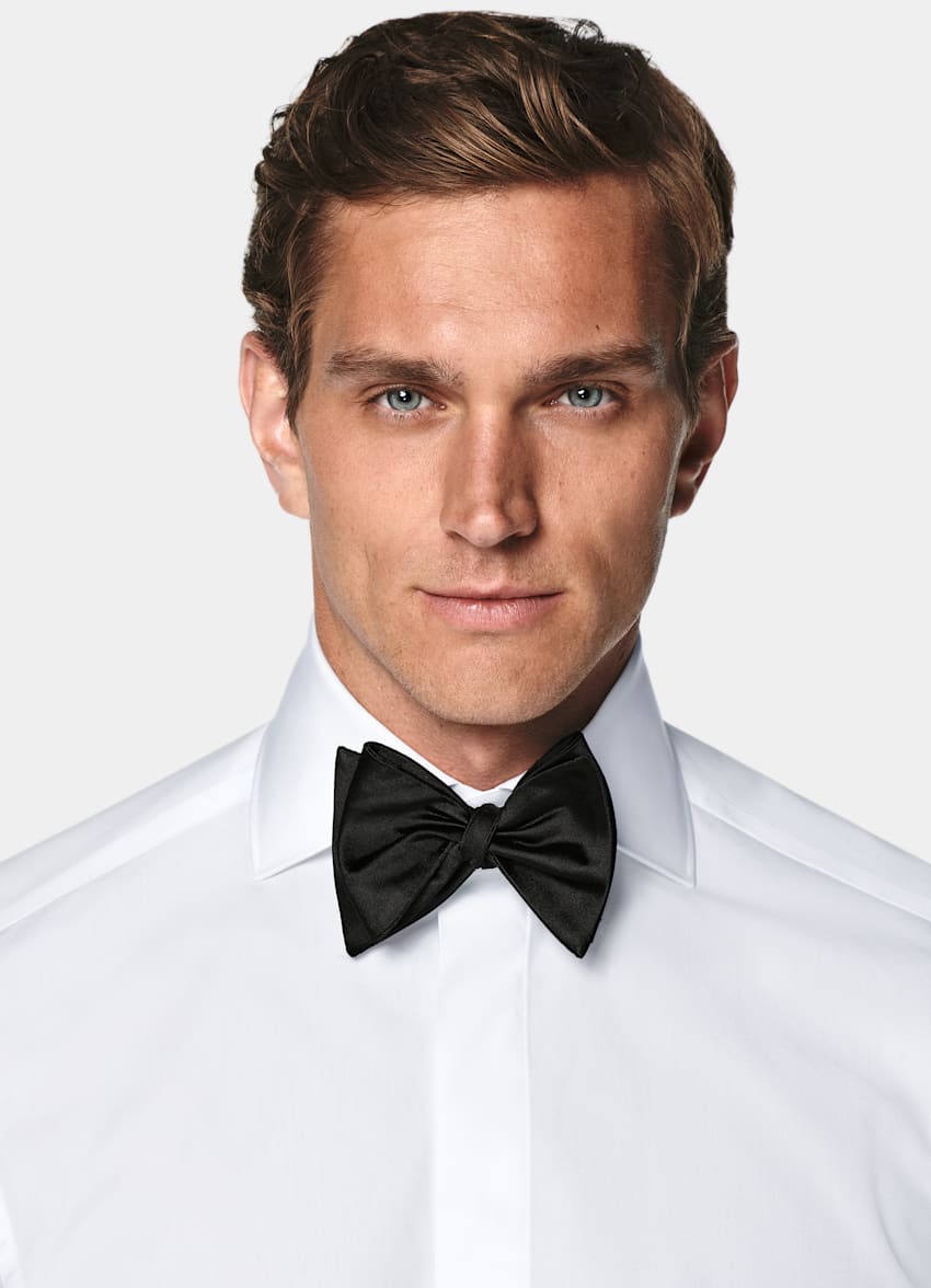 White Twill Tailored Fit Tuxedo Shirt