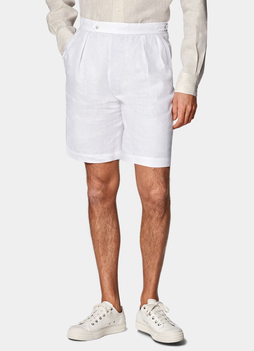 White Straight Leg Shorts