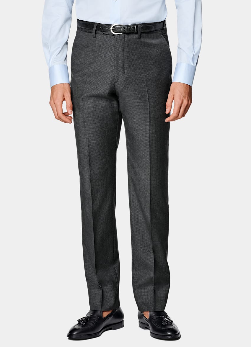 Dark Grey Houndstooth Tailored Fit Havana Suit